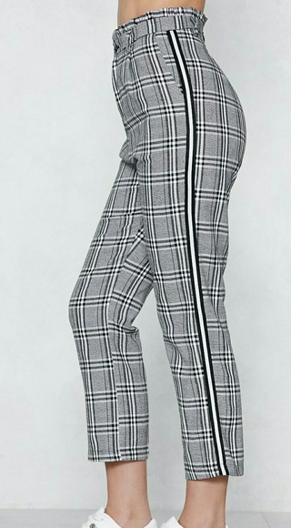 Nasty Gal Pants - NWT By My Side Plaid Pants Black & White US Large